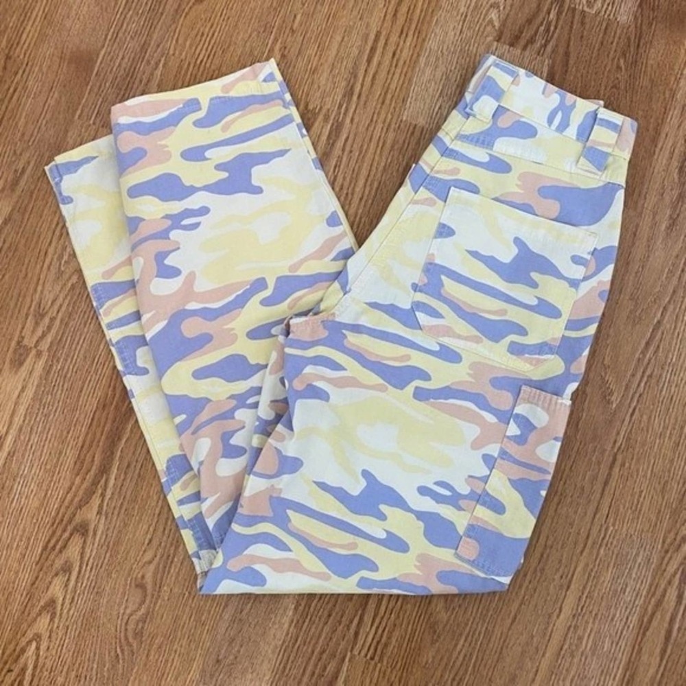 Topshop Pastel Camo Wide Leg Pants - Picture 6 of 7
